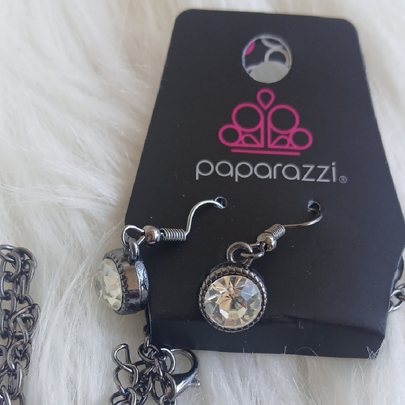 Paparazzi Gunmetal Crystal Station Necklace - Picture 7 of 9